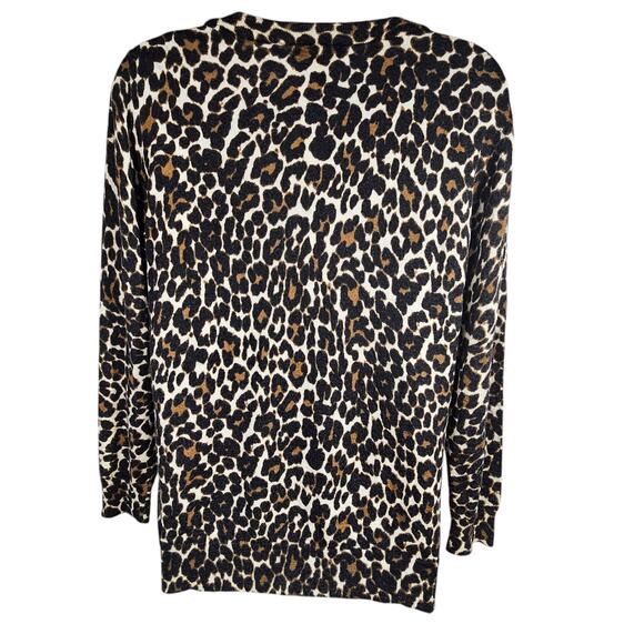 J. Crew 100% Merino Wool Crewneck Pullover Sweater Leopard Print Women's Small - Picture 3 of 10